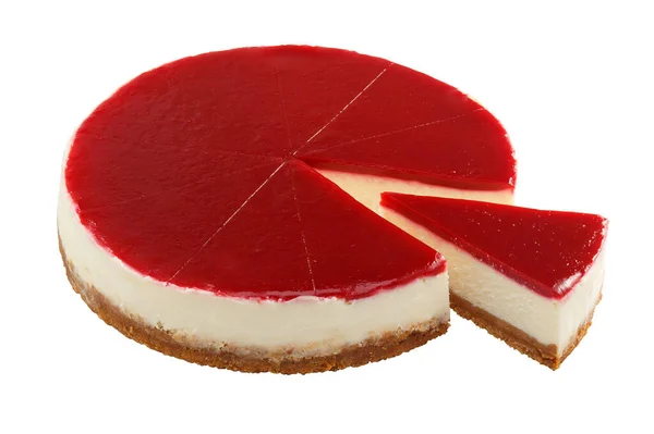 Hela New York Stil Cheesecake Isolerad Vit Bakgrund Hel Ostkaka — Stockfoto