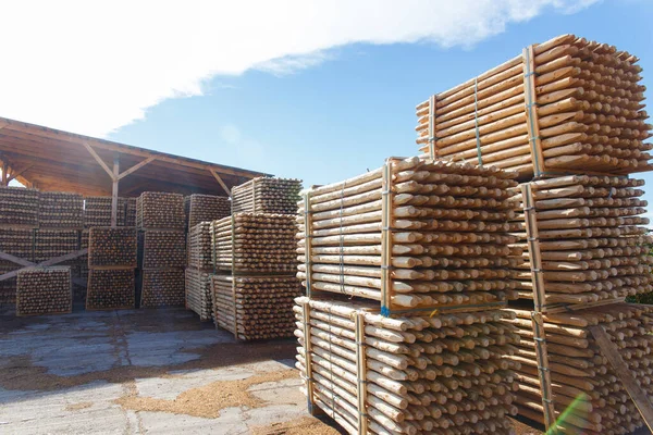 Pilhas Tábuas Madeira Serraria Prancha Armazém Para Serrar Pranchas Uma — Fotografia de Stock