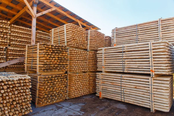 Piles Wooden Boards Sawmill Planking Warehouse Sawing Boards Sawmill Outdoors — Stock Photo, Image