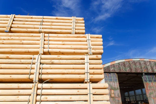 Holzbrettstapel Sägewerk Planken Lager Zum Sägen Von Brettern Auf Einem — Stockfoto