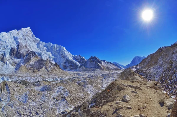 珠穆朗玛峰地区 萨加玛塔国家公园 昆布山谷 索鲁坎布 喜马拉雅山 尼泊尔美丽的全景山景 — 图库照片