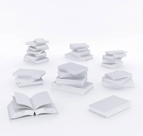 Realistische Collectie Set Van Open Gesloten Boeken Met Blanco Witte Rechtenvrije Stockafbeeldingen