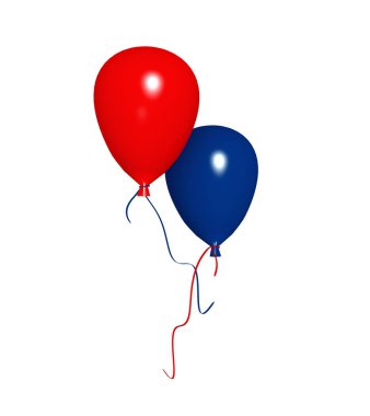 kırmızı ve mavi hava balonu. 3D render