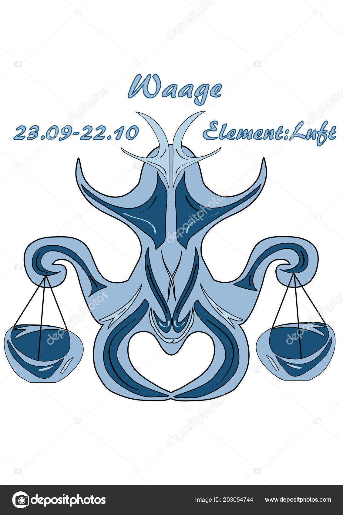 Zodiac Libra German Text Libra Date Element Air Vector Graphics — Stock