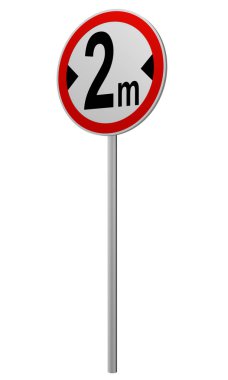 Alman yol işaret: gerçek genişlik, 2 m. 3d render