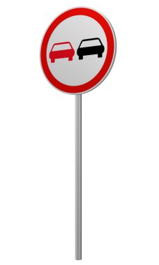 Alman trafik işaretleri: yok geçen, izole beyaz, 3d render
