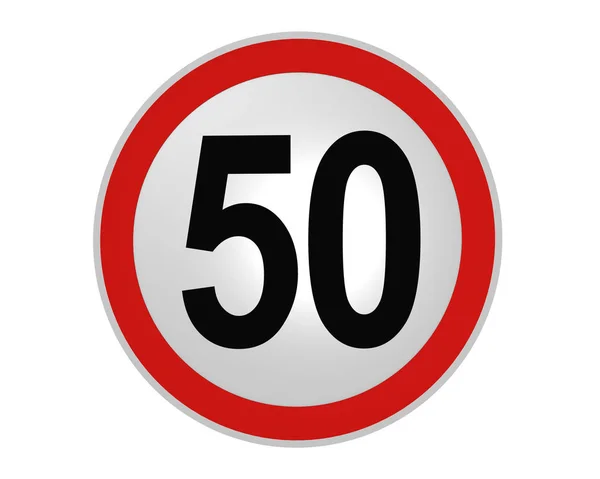 German Traffic Sign Speed Limit Front View Rendering — Stock Photo, Image