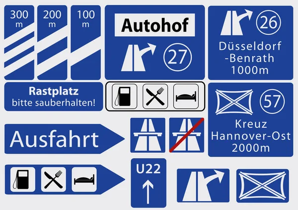 Autopista Alemana Signos Colección Gráficos Vectoriales Eps1 — Vector de stock