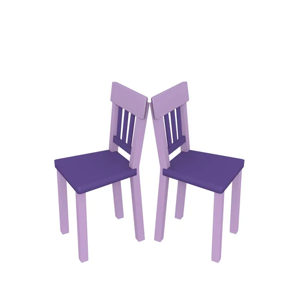 Cadeiras Roxas Isoladas Branco Renderização — Fotografia de Stock