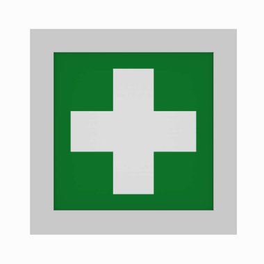 Asr A1.3 göre geçerli çıkış işaretleri: ilk yardım. Önden görünüm, 3d render