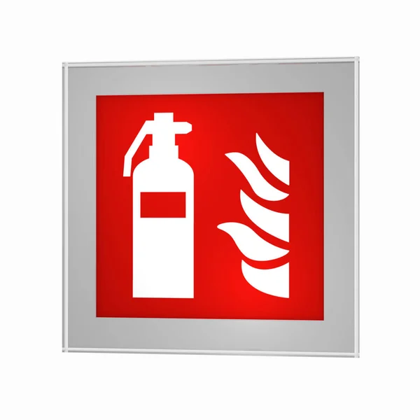 消防安全标志根据当前形式的 Asr 灭火器 在一个玻璃框架 — 图库照片