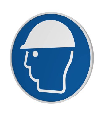 Zorunlu işareti Asr A1.3: baş koruması, 3d render kullanın