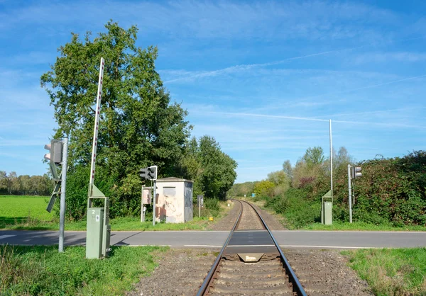 Spoorweg Overstekende Landelijke Arealocation Duitsland Noordrijn Westfalen — Stockfoto