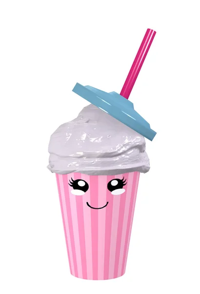 3D kawaii milkshake. — Stockfoto