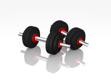 yansıması ile iki dambıl.