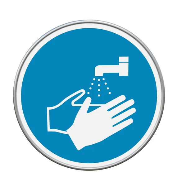 Pflichtschild Hände Waschen Nach Din Iso 7010 Darstellung — Stockfoto
