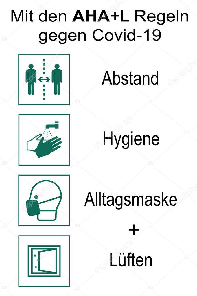 Information signs with the new AHA + L rule. German text: 