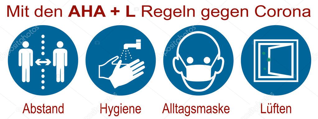 Sign with the new AHA + L rule. German text: 