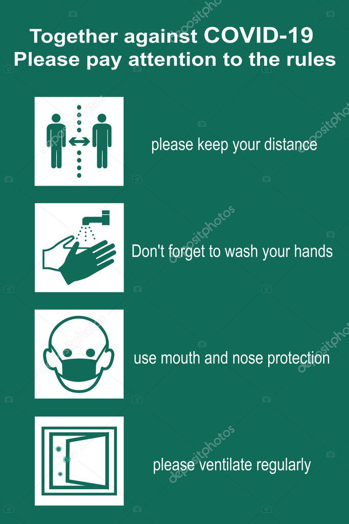 Information sign with Covid-19 rules. Vector file