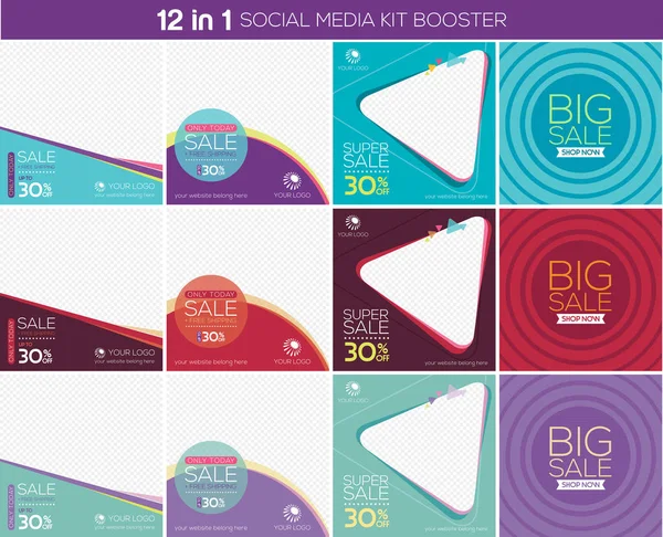 Multipurpose social media kit booster — Stock Vector