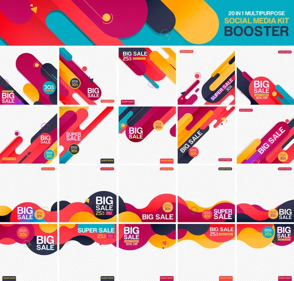 Multipurpose social media kit booster — Stock Vector