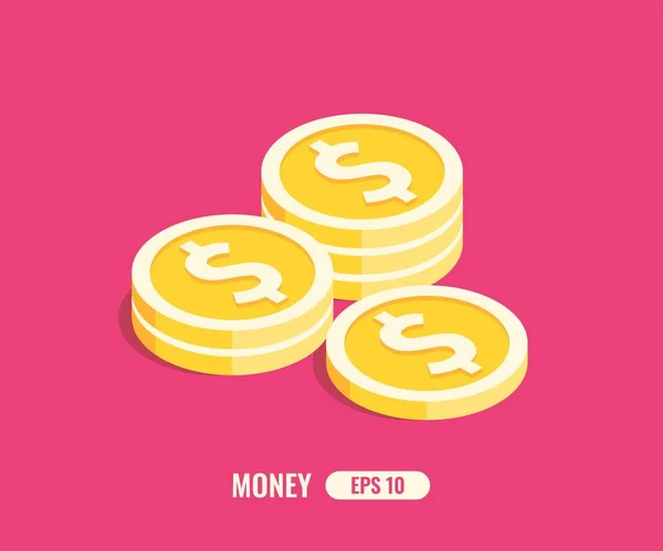Money icon. Isometric template for web design in flat 3D style. Vector illustration.