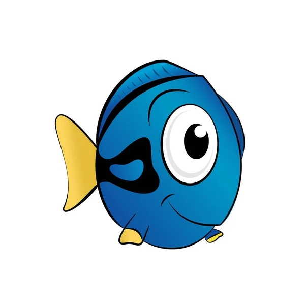 Funny Blue Ocean Fish Vector Illustration — Stock Vector