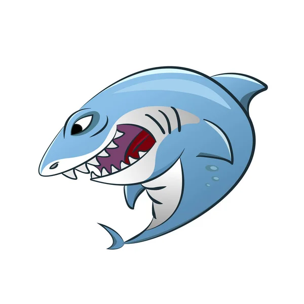 Funny Shark Cartoon Illustration — Stock Vector