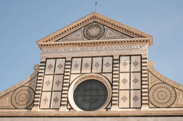 Homlokzat Nyugati Bejáratánál Basilica Santa Maria Novella Templom Alberti Firenze — Stock Fotó