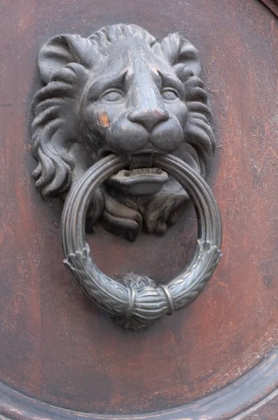 Двері Молоток Вигляді Голови Лева Італія Флоренція — стокове фото