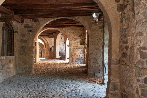Porticos Longo Mercatorum Cornello Dei Tasso Antiga Vila Medieval Camerata — Fotografia de Stock