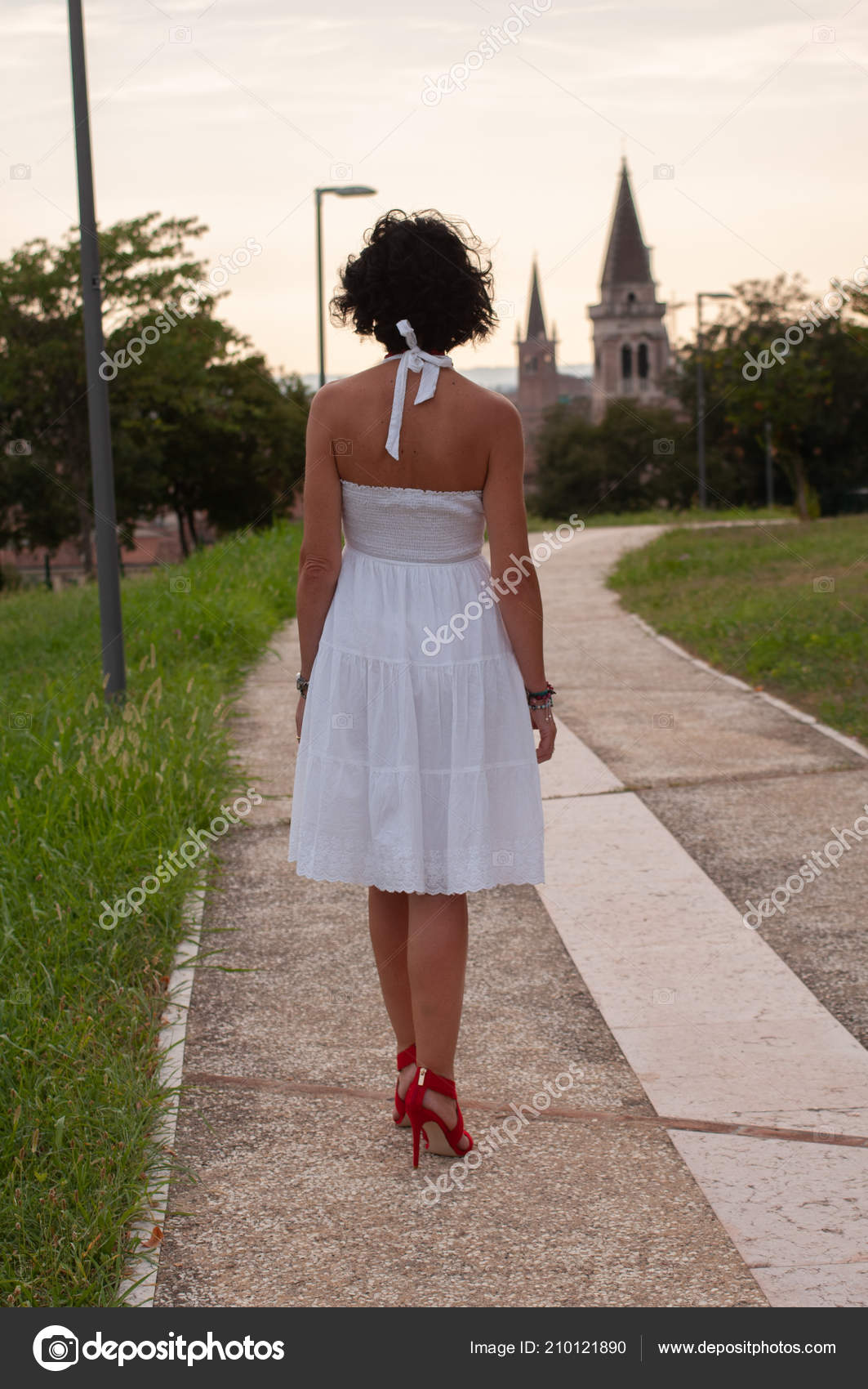 white dress and black heels