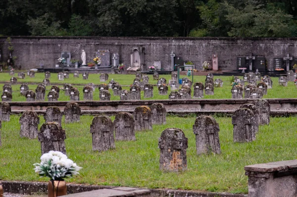 The cemetery of Crespi d\'Adda, in Italy, burial place of all the inhabitants of the \