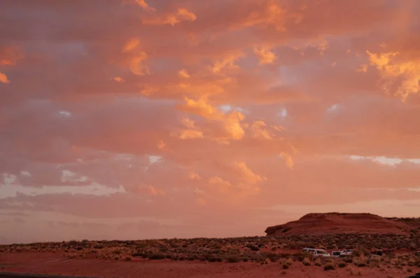 Wolken Einem Rot Gefärbten Sonnenuntergang Auf Dem Colorado Wüstenplateau Der — Stockfoto