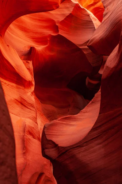 Brilliant colors of Upper Antelope Canyon, the famous slot canyon in the Navajo reservation near Page, Arizona, USA. Beautiful view of amazing sandstone formations in the famous antelope canyon on a sunny day.