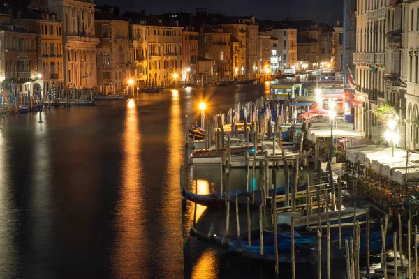 Photo Nuit Pont Rialto Venise Italie Vue Ensemble Riva Del — Photo