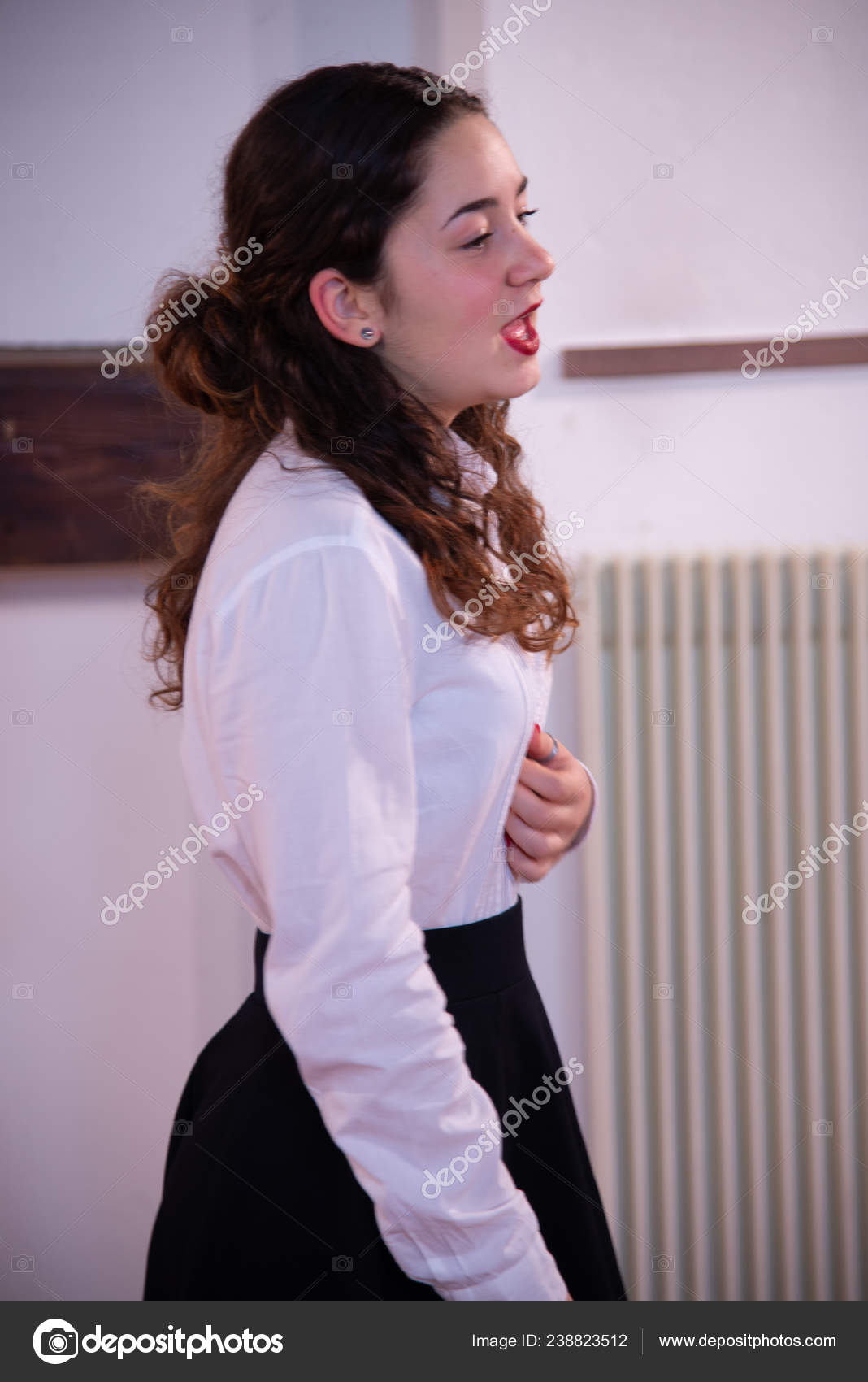 Young Singer Voice Singing Microphone Teenage Girl White Shirt