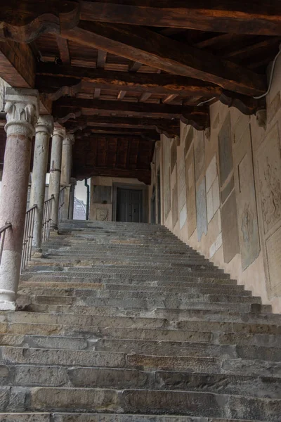 Palazzo Della Regione Μπέργκαμο Ιταλία Σκάλα Loggiata 1457 Πρόσβαση Στον — Φωτογραφία Αρχείου