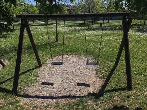 Vue Panoramique Sur Jardin Public Avec Une Aire Jeux Pour — Photo