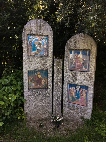 Caminho Pedestre Com Crucis Santuário Madonna Lourdes Verona Itália Itinerário — Fotografia de Stock