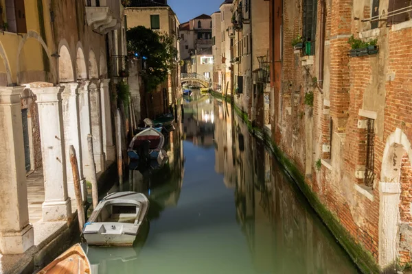 Photographie Nocturne Canal Savio Pont Métallique Venise Italie Porche Avec — Photo