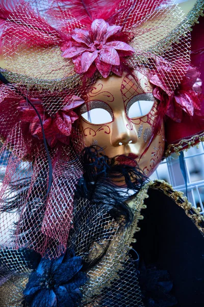 Large Carnival Mask Depicting Woman Group Vintage Venetian Carnival Masks — Stock Photo, Image