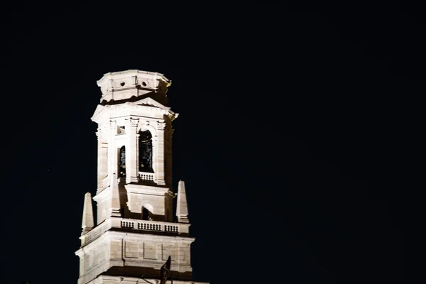 Νυχτερινή Φωτογραφία Καμπαναριό Καθεδρικός Ναός Πόλη Της Βερόνας Ιταλία — Φωτογραφία Αρχείου