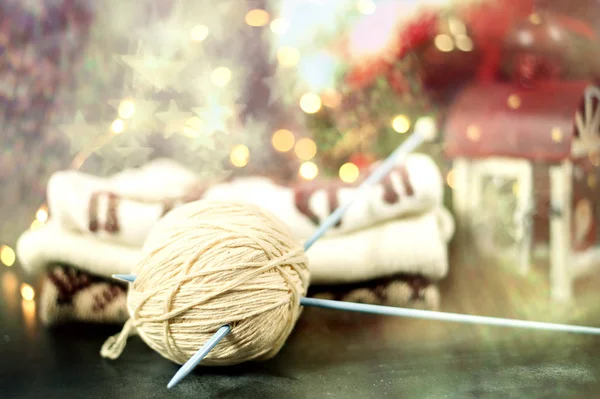 Stapel Pullover. Winter-Weihnachtsstrick — Stockfoto