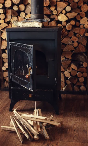 Vintage wood burning stove in Albania — Stock Photo, Image