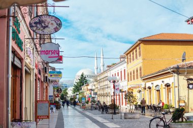 Shkoder, Arnavutluk - 1 Haziran 2018: Arnavutluk 'un kuzeyinde bir şehir olan Şkoder şehir merkezi.