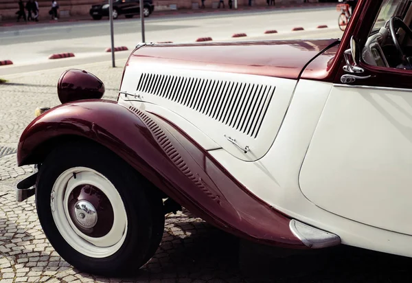 Fragment of red retro car — Stock Photo, Image