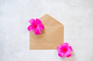 Plumeria çiçek ile Bej zanaat zarf