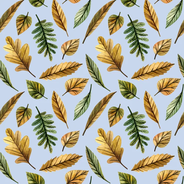 Aquarell Nahtlose Herbstblätter Auf Weißem Hintergrund Handgezeichnete Illustration Design Für — Stockfoto