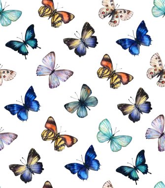 Suluboya kelebek dikişsiz desen el çizilmiş doku
